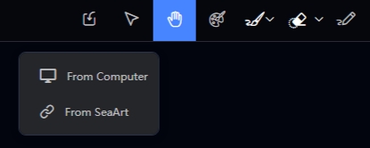 Sube materiales desde tu computadora o desde SeaArt.