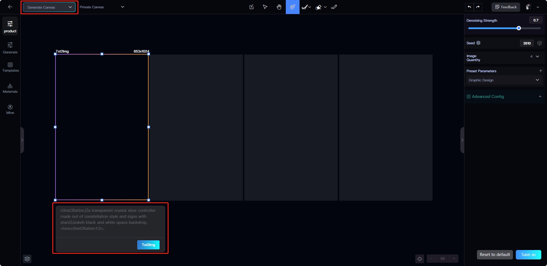 SeaArt AI Canva Interface