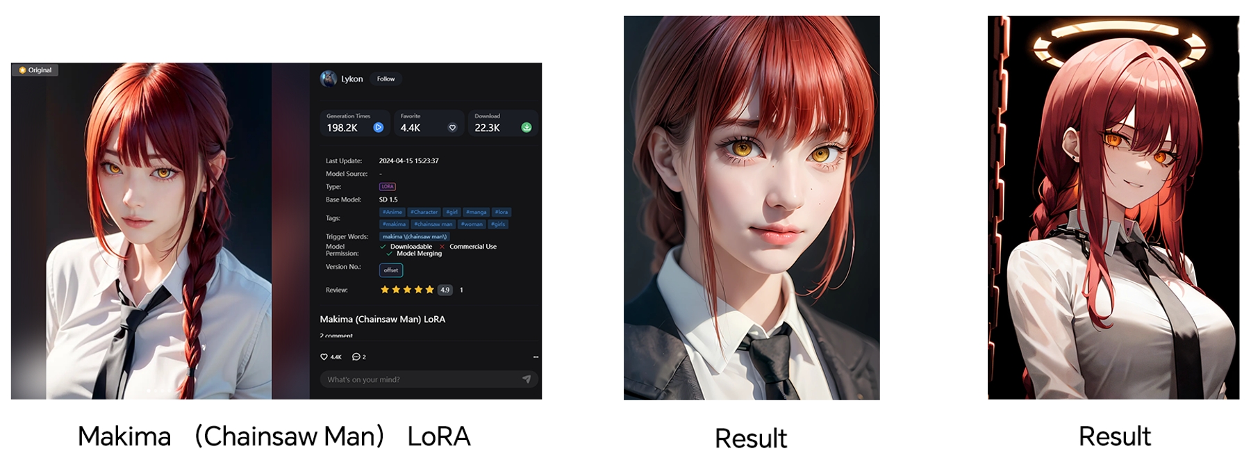 Modelo de Generación de Imágenes con IA – Resultado de LoRA Makima (Chainsaw Man)