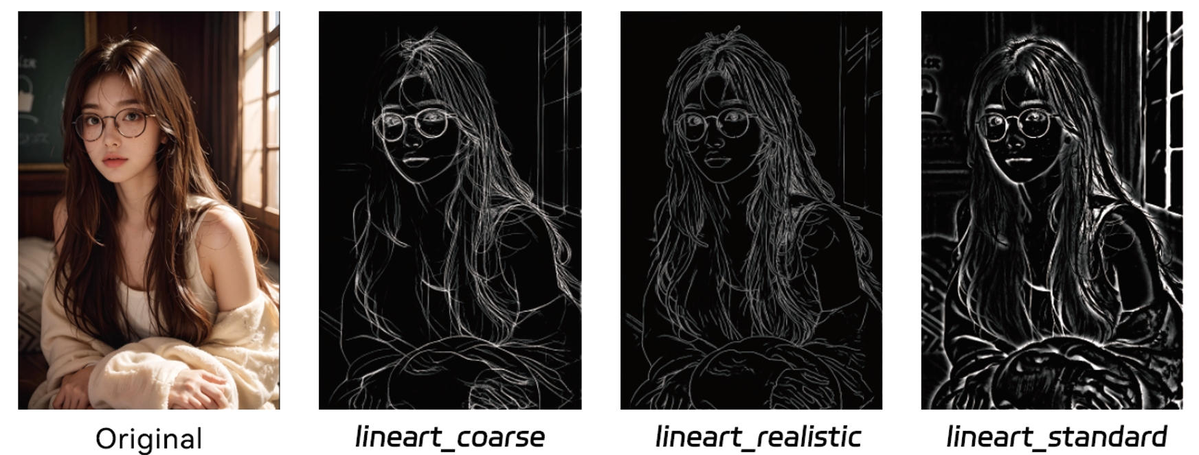 Examples of AI images with different line art styles