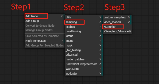 Steps for adding KSampler