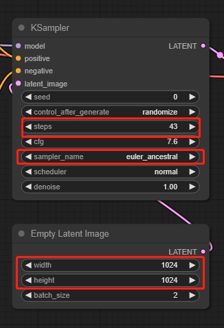 Text to image workflow - set relevant parameters