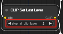 Text to image workflow - set Clip Skip