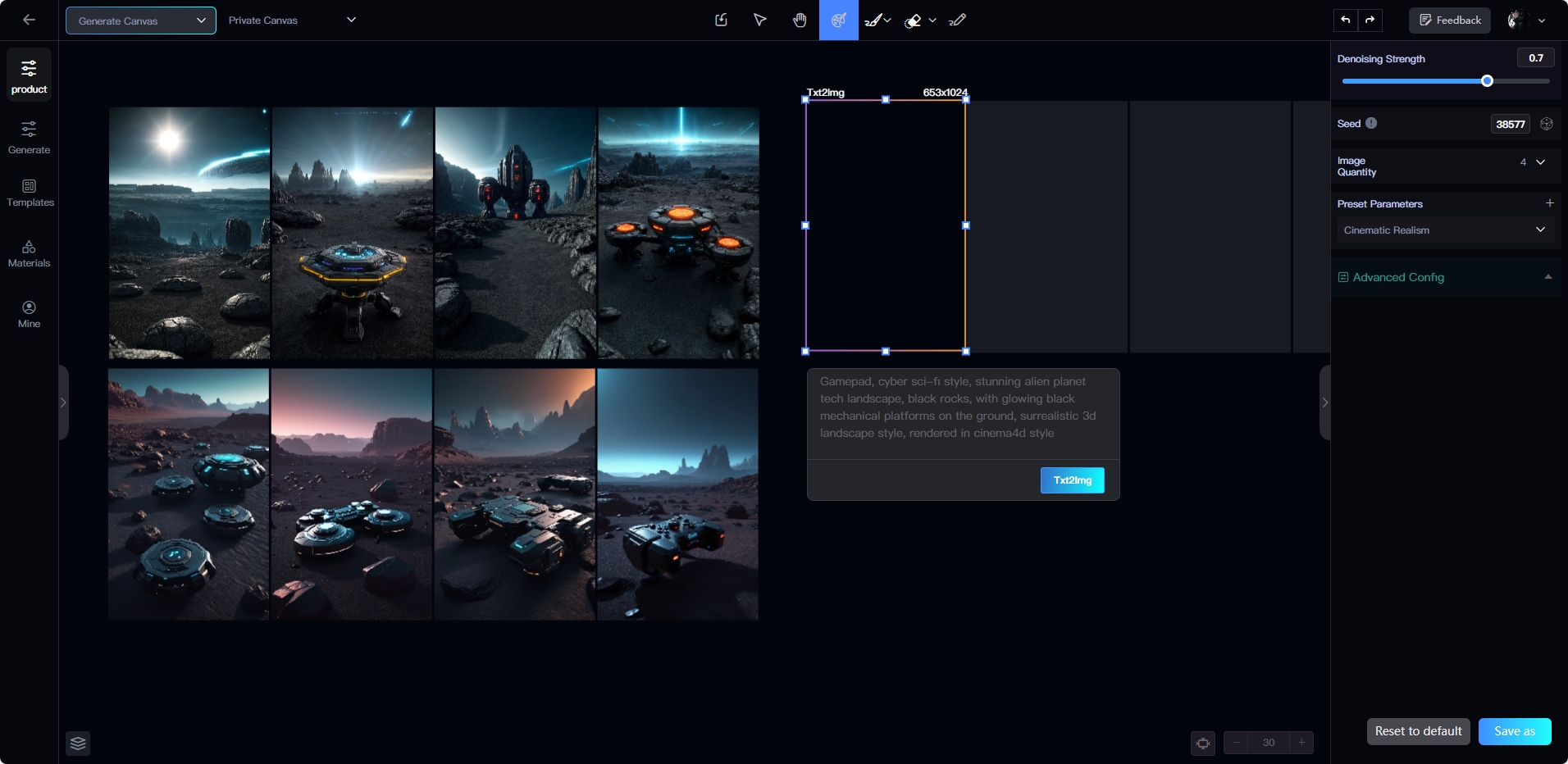 SeaArt AI Canva - Adjust Image Parameters