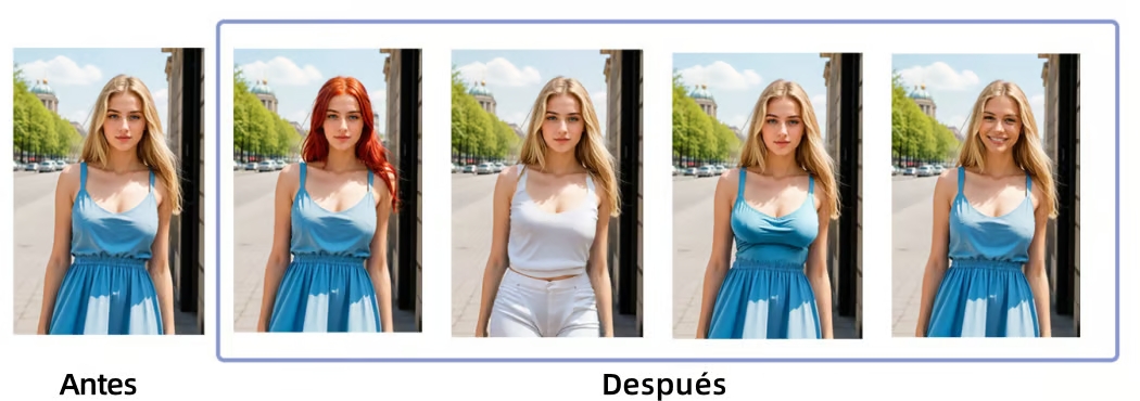 ComfyUI Redraw - Cambiar el estilo de peinado - Antes y después