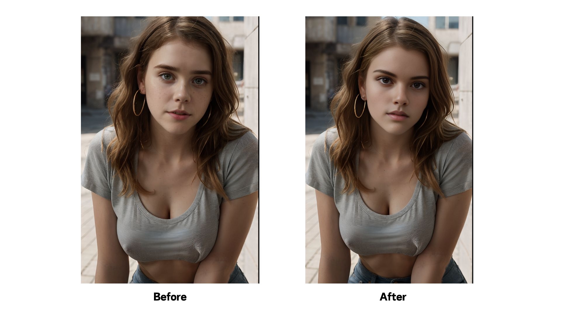 Before and after comparison of face swapping