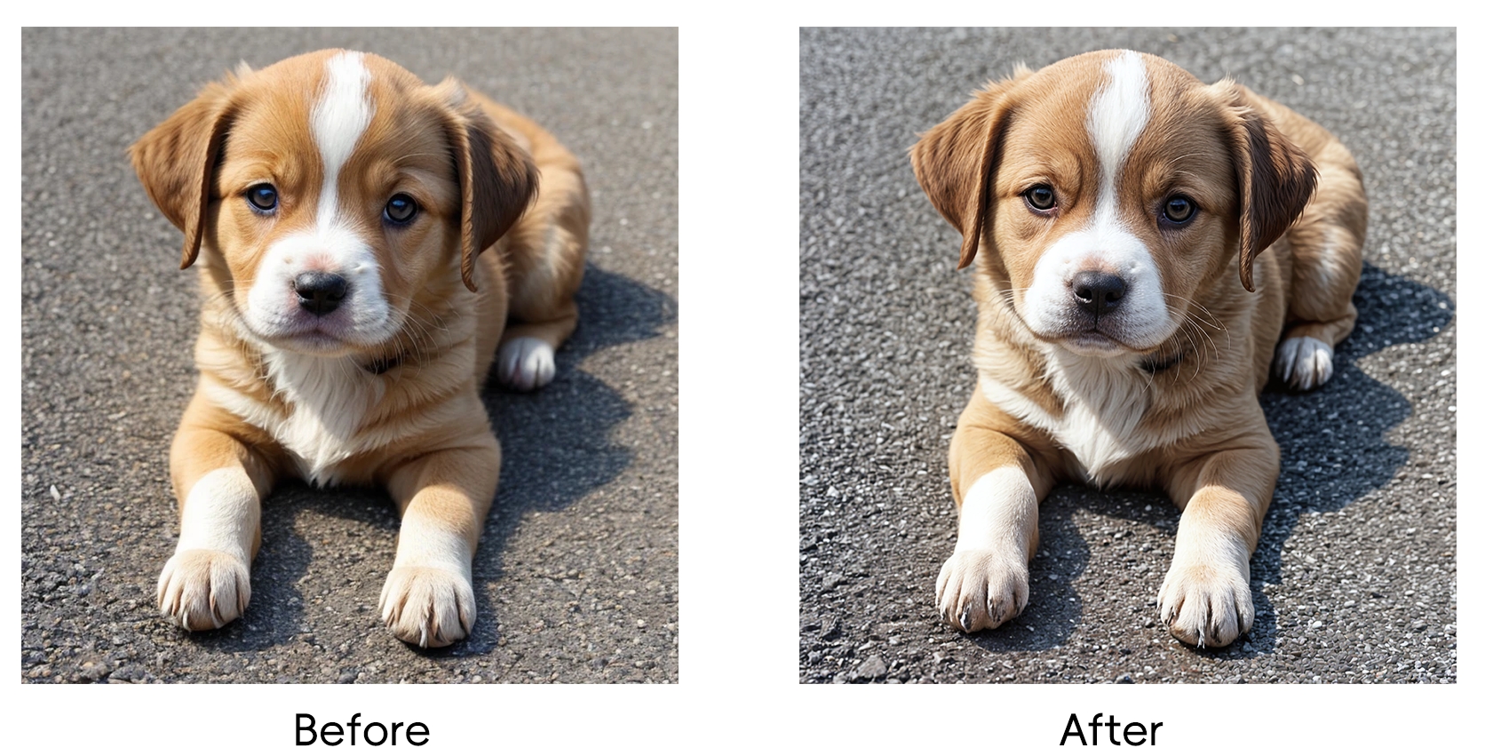 Before and after comparison of using AI image upscaler