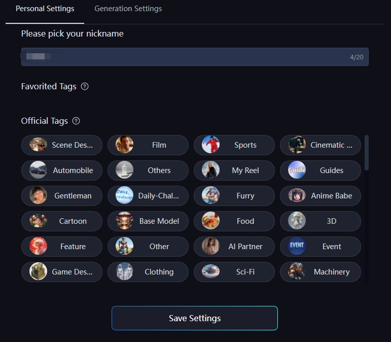 Personal Settings
