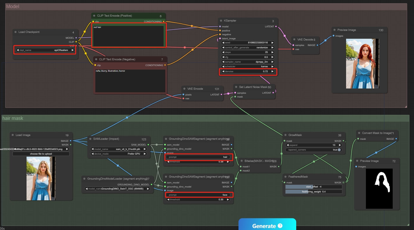 ComfyUI Redraw - Partial Repaint - Set Relevant Parameters