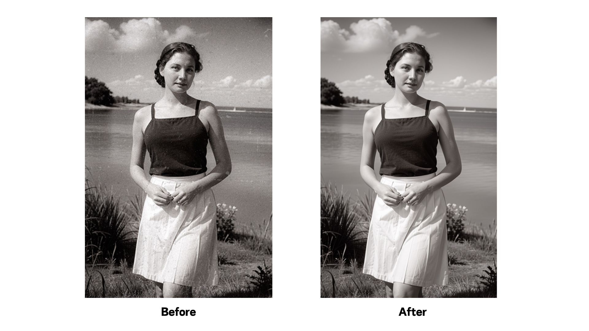 Before and after comparison of image upscaling